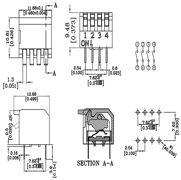 Dip-switch 4-piano Dip-switch 4-piano